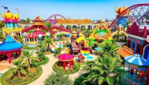 Clima em Dubai durante um dia ensolarado parque temático